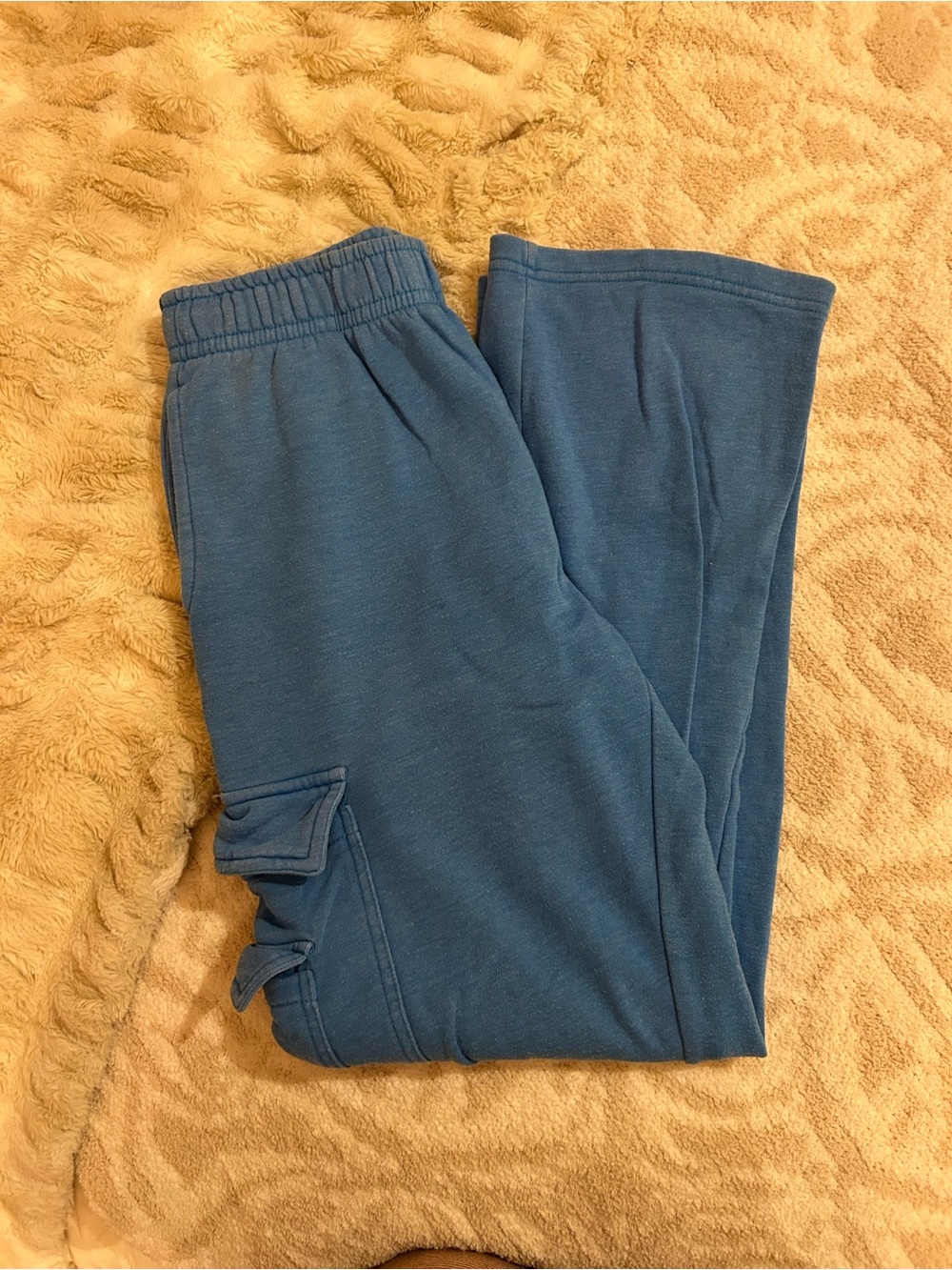 Garage Relaxed Wide Leg Cargo Pants in Slate Blue